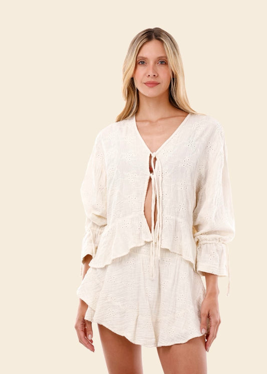 SET OFF WHITE TEXTURA DE FLORES