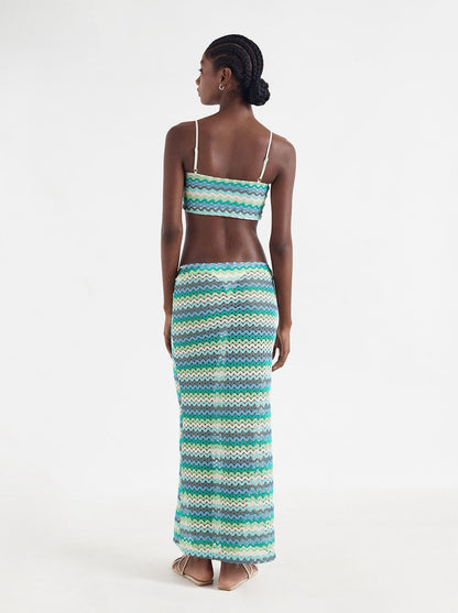 SET FALDA LARGA CON TOP CON SIG SAG AZULES