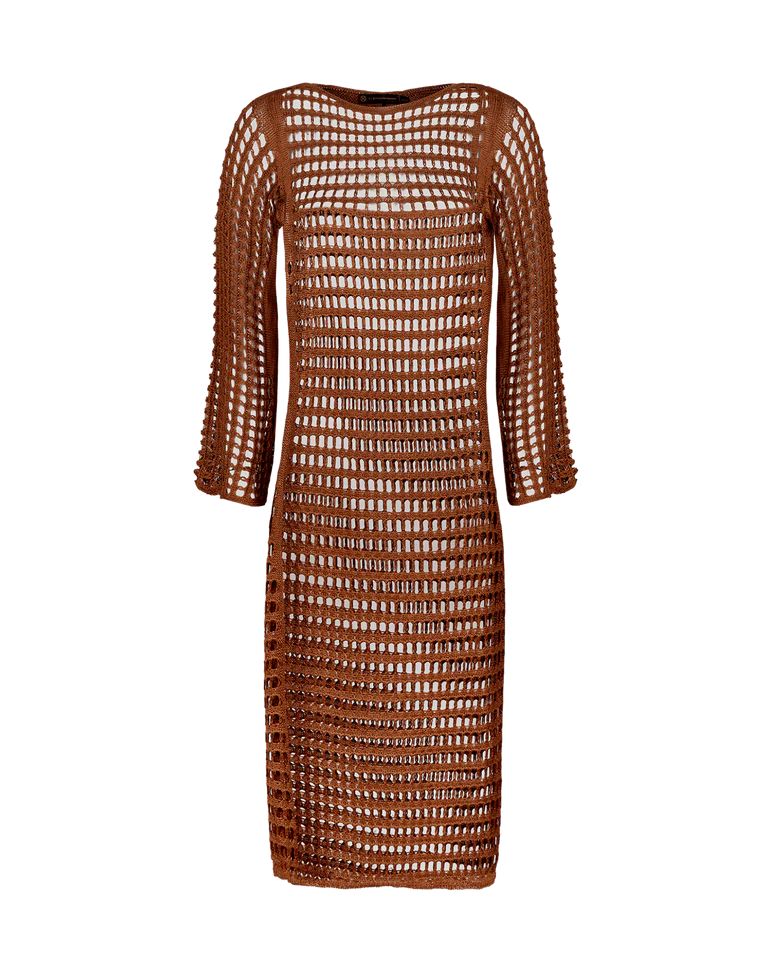 Vestido tejido café largo