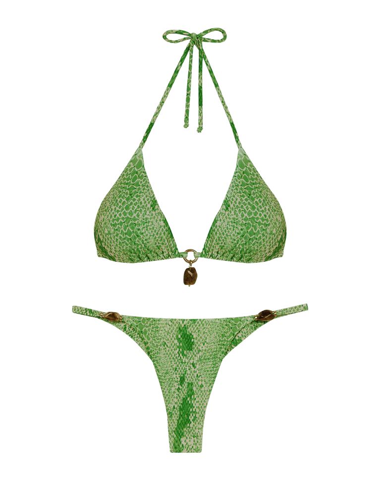 BIKINI VERDE ANIMAL PRINT CON APLICACIONES