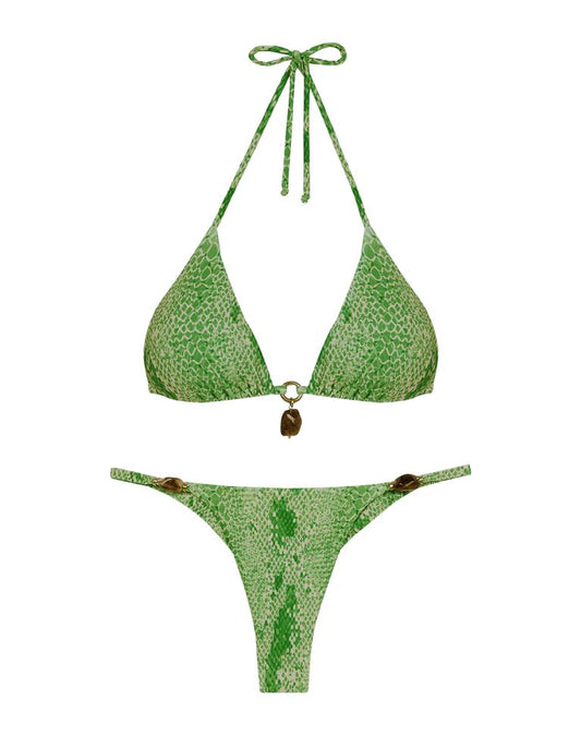 BIKINI VERDE ANIMAL PRINT CON APLICACIONES