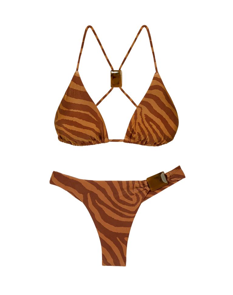 BIKINI ZEBRA CAFÉ ANIMAL PRINT CON DETALLE EN ESPALDA