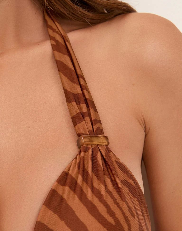 BIKINI ZEBRA CAFÉ ANIMAL PRINT CON APLICACIONES EN EL BOTTOM Y EL BRA