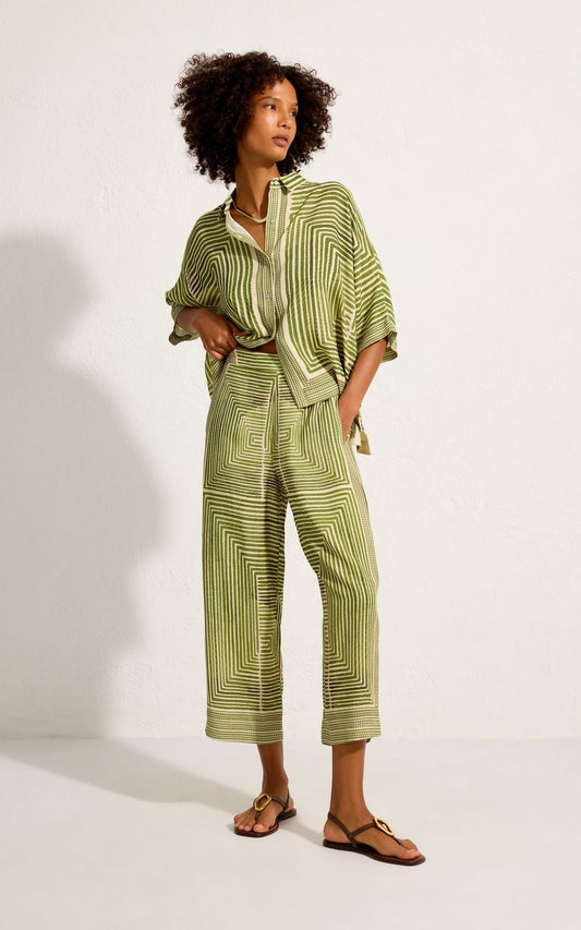 SET PANTALON Y CAMISA, MANGA CORTA RAYAS VERDES