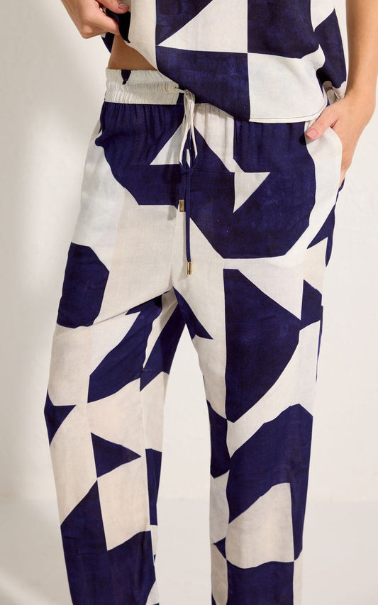 PANTALÓN AZULEJOS NAVY Y BLANCO