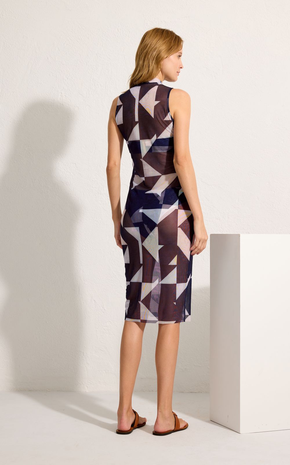 VESTIDO MESH AZULEJO NAVY BLANCO