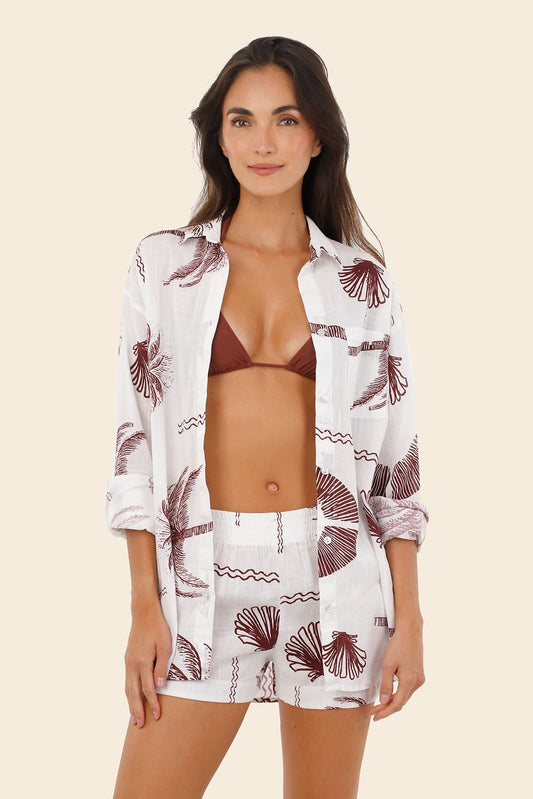 SET CAMISA Y SHORT PALMERAS CAFÉ