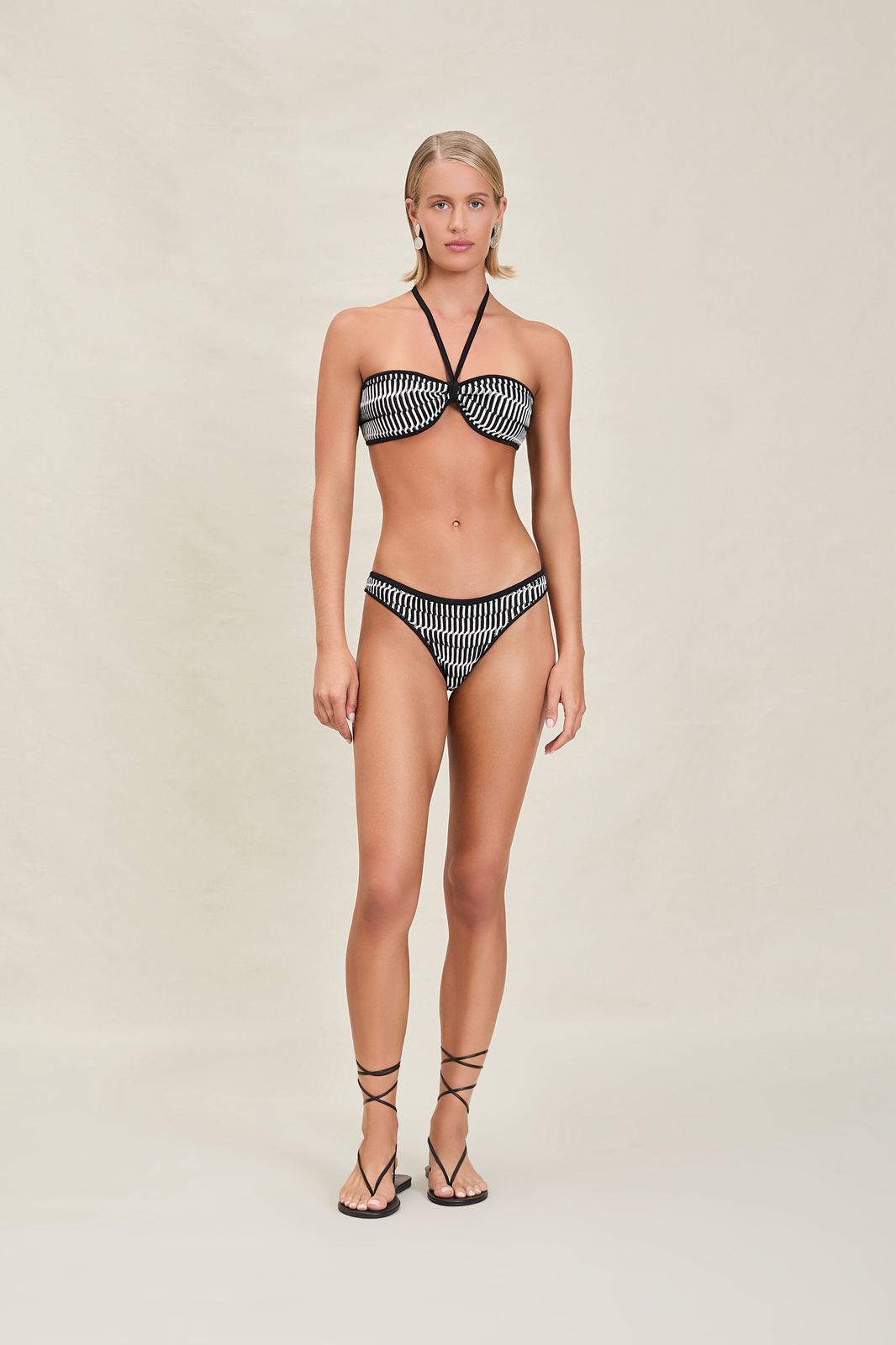 BIKINI NEGRO TEX BEIGE STRAPLESS