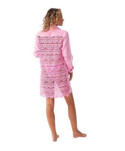 CAMISA LARGA ROSA CON ENCAJE ATRÁS