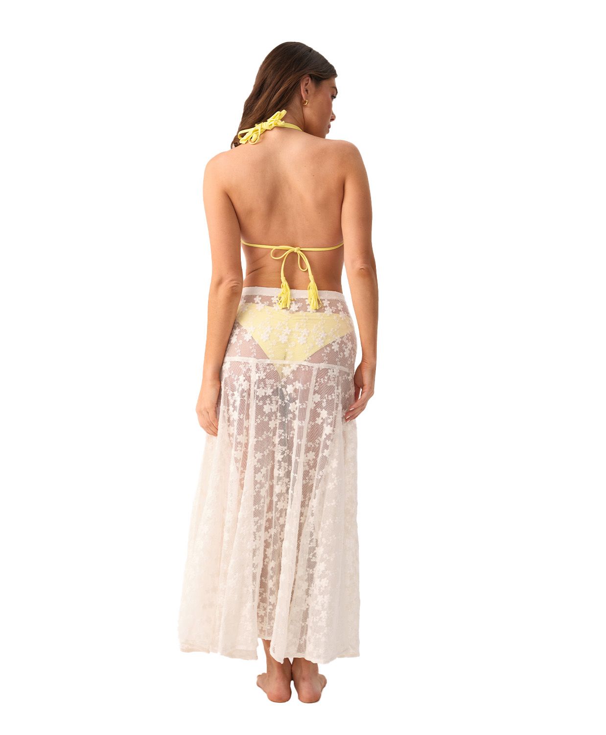 FALDA LARGA DE ENCAJE BLANCA