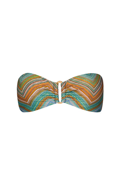 BIKINI VERDE ZIGZAG CON LÍNEAS DORADAS