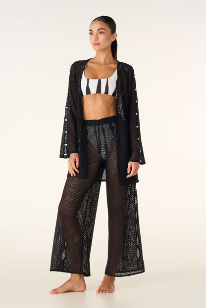 SET NEGRO CALADO CON PANTALÓN Y COVER UP