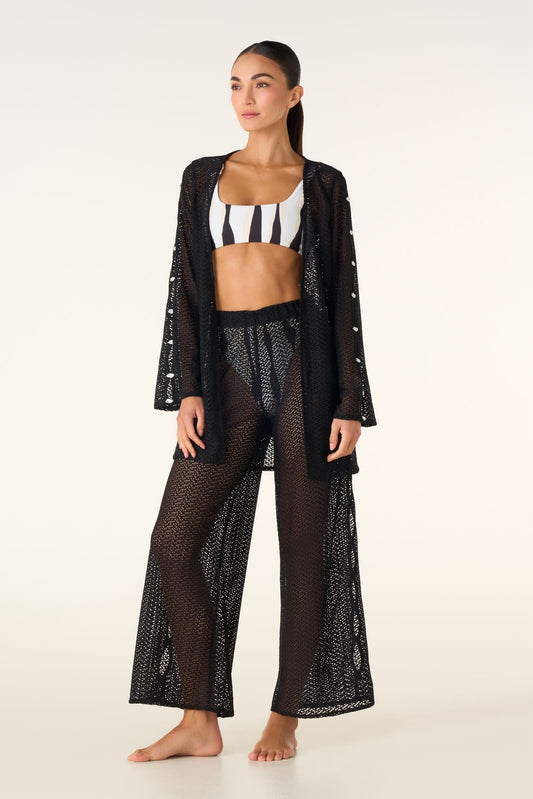 SET NEGRO CALADO CON PANTALÓN Y COVER UP