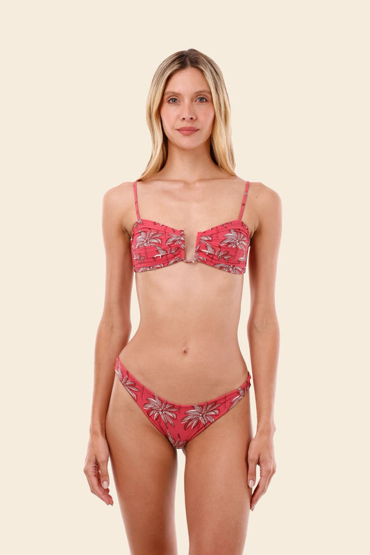 BIKINI PALMERA ROJA STRAPLESS