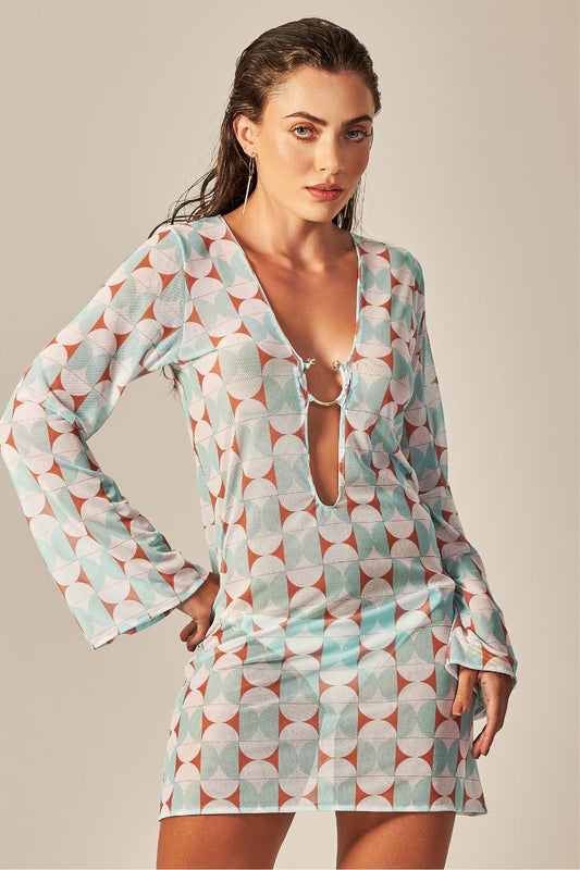 TÚNICA AZUL RETRO CORTA