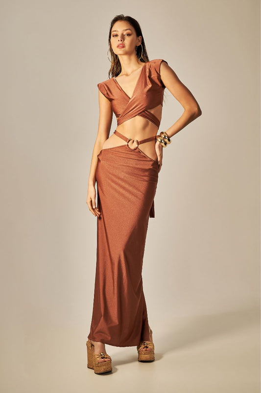 SET CAFÉ TOP Y FALDA