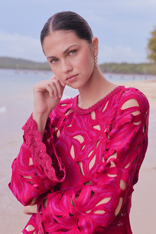 SOLSTICIO VESTIDO MINI FUCSIA