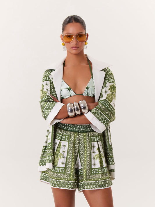 SHORT RESORTE TROPICAL VERDE