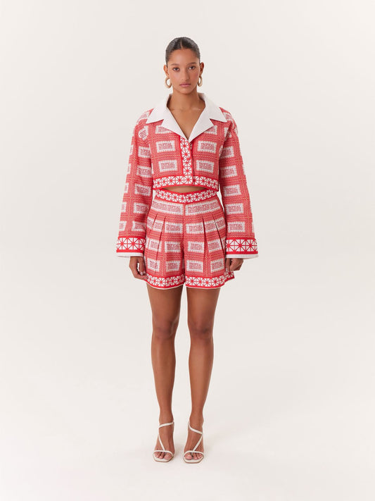 SHORT TROPICAL ROJO BOTÓN