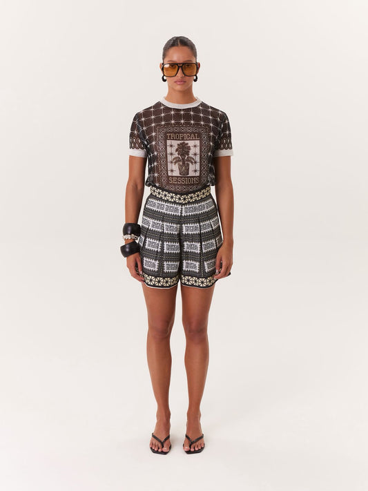 SHORT TROPICAL NEGRO BOTÓN