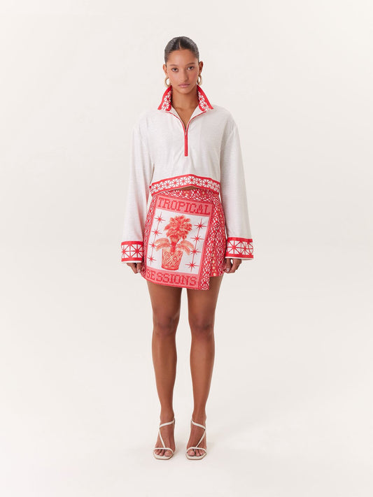 SUDADERA POLO ROJA TROPICAL