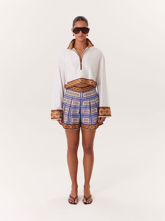 SUDADERA POLO CAFÉ CON AZUL TROPICAL