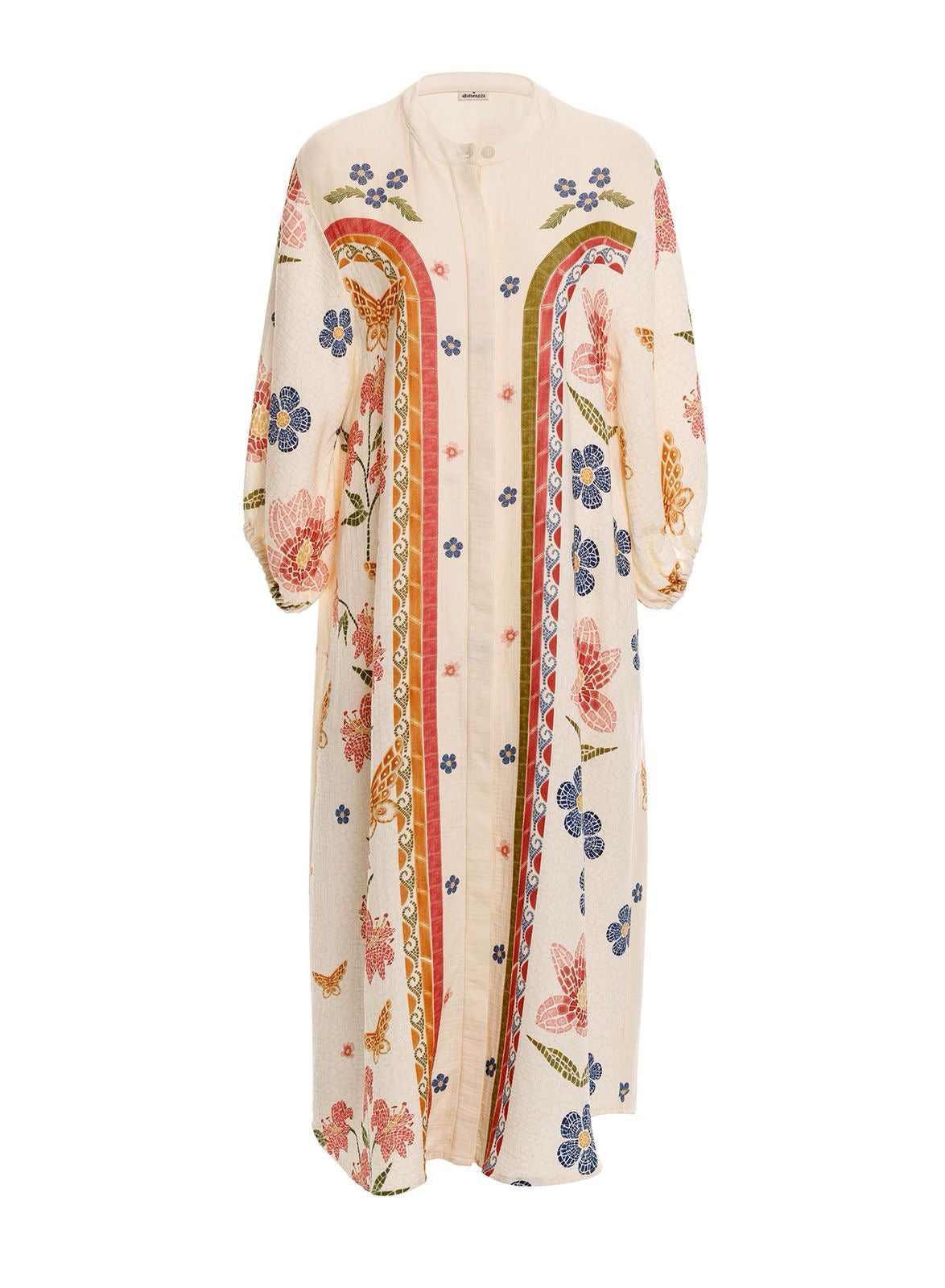 COVER UP OFF WHITE CON FLORES TIPO MOSAICO ROSAS