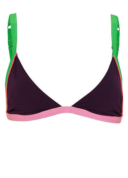 BIKINI VINO CON RAYA VERDE Y ROSA