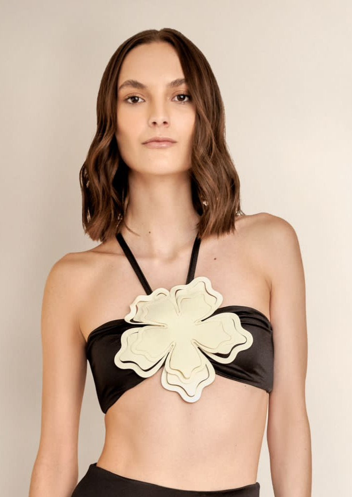 BIKINI FLOR NEGRO BAJO