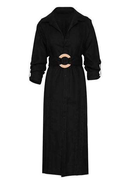 VESTIDO NEGRO CON CINTURÓN