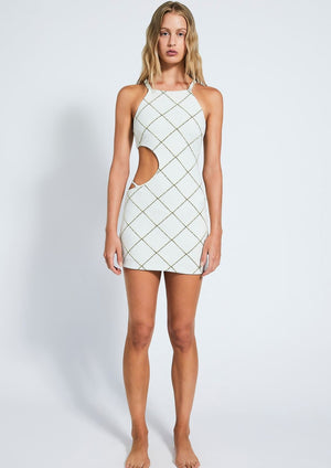 VESTIDO BLANCO ROMBOS