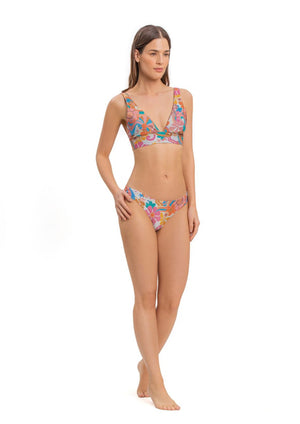 BIKINI FLORES BRILLOSO TRIÁNGULOS