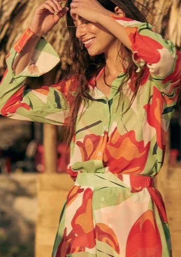 PANTALÓN FLORES ROJAS